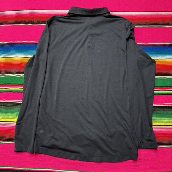 Lululemon  Long Sleeve Evolution Polo Shirt Men S Navy Blue Cotton Stretch - Picture 2 of 5